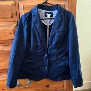 L.L. Bean Women navy blue blazer jacket with pockets preloved size medium